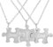 Hanessa 3 Stück Personalisierte Kette mit Gravur Edelstahl 60 cm mit Anhänger Puzzle Teil 3 Teile in Silber - Personalisierte BFF Geschenke Freundin Freund Freundschaft - Halskette personalisiert