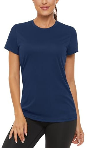 TACVASEN Damen Sun Protection Ladies Basic Tee Oberteil Freizeit Shirts Gym Sportshirts Quick Dry, Schwarzblau