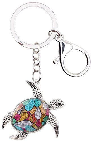 NEWEI Porte Clés Tortue de Mer en Alliage Métallique Porte Bonheur pour Femme Filles Accessoires Cadeaux (Orange)