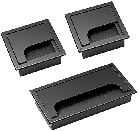 Niaciswe Cuadrado Pasacables de Aleación de Aluminio Pasacables Mesa Tapa Pasacables Pasacables Mesa 0ficina Negro Tapa Cables organizador cables escritorio 2 Piezas 80 x 80 mm 1 Piezas 80 x 160 mm