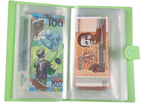 Geldsparbuch, 50 Seiten, transparente Geldhüllen, tragbare Geldhalter für Sammler, Geldscheine, Geldschutz für Gedenkbanknoten, Tickets, Briefmarkensammelzubehör