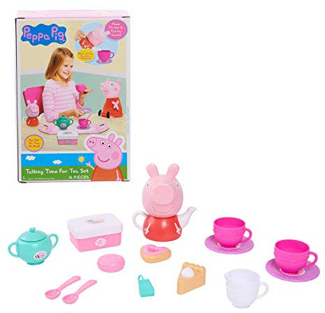 Just Play Peppa Pig Talking Time for Tea Set, Talking Teapot, 16-pieces, Dress Up and Pretend Play, Kids Toys for Ages 3 Up