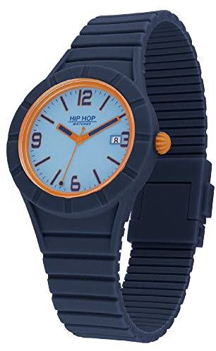 HIP HOP, Collezione Xman, Orologio Uomo con Cinturino in Silicone Intercambiabile, Pratica Chiusura, Quadrante in Vetro Acrilico, Cassa 42 mm, Movimento al Quarzo, Blu-Azzurro-Arancione
