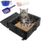 Travel Cat Litter Box, INUAN Foldable Portable Litter Box with Lid and Handle for Medium Cats and Kitties, Leak-Proof Lightweight Collapsible Cat Litter Carrier, Kitty Litter Box Waterproof