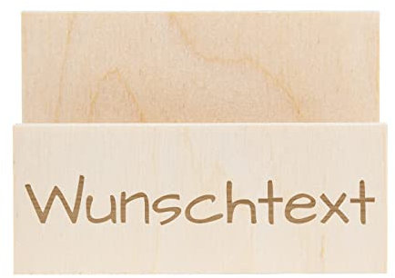 Alsino Kartenhalter aus Holz - handgefertigt und personalisiert. Finden Sie die perfekte Größe für Ihr Handy, Tablet oder Visitenkarten. Individuell gestaltbar mit eigenem Wunschtext, 10 x 4.5 x 7 cm