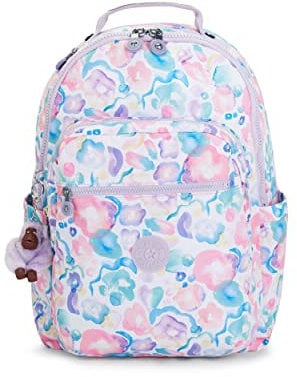 Kipling Seoul, großer Rucksack mit Laptopschutz 15 44cm 27L Aqua Flowers, Aqua Flowers, Einheitsgröße, Seoul