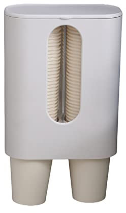 Chonor Dispenser di Tazze di Carta, Design a Doppio Antipolvere Trasparente Portabicchieri di Distributori d'Acqua, per Bicchieri di Plastica, Bicchieri di Carta e Coni di Carta ecc(Bianco)