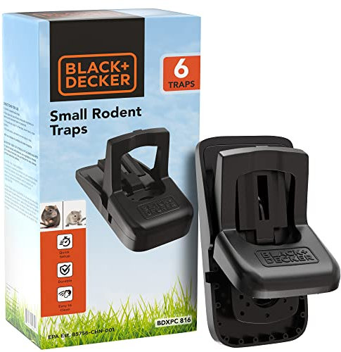 BLACK+DECKER Mausefalle & Mausefallen für den Innenbereich - Rattenfalle für drinnen und draußen - tötet Nagetiere sofort, berührungsfrei und wiederverwendbar, 6 Stück