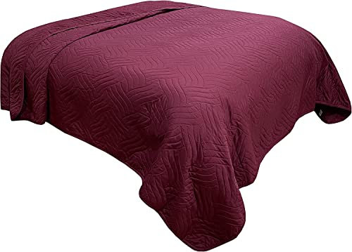 one-home Tagesdecke Bettüberwurf 220x240 cm Bordeaux Uni Einfarbig gesteppt Sofaüberwurf