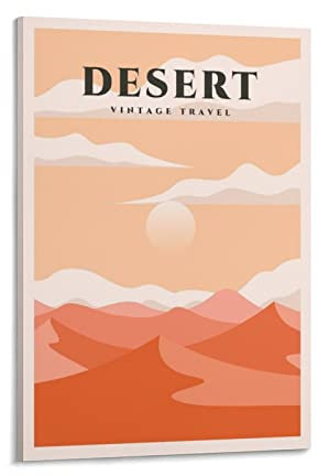 ONOTIO Desert Vintage Reiseposter Sonnenuntergang, 40 x 60 cm, Wandkunst, Kunstdruck, Leinwand, Kunst, Poster, modernes Familien-Schlafzimmer, Dekoration