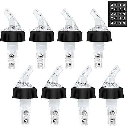 WOOWAIR 2 cl Flaschenausgießer 8 Stück Auto-Pour Ausgießer Dosierausgießer Bar Portionierer Spirituosen dosierhilfe Bottle Pour Spouts Shot Pourers Dispenser for Home Bar Wein Cocktailspender