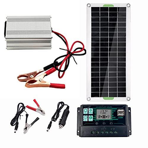 Kit Pannello Solare Monocristallino, Kit Pannello Solare Leggero e Portatile con Regolatore di Carica Batteria per Barche e Auto Kit Inverter Solare Affidabile (60A)