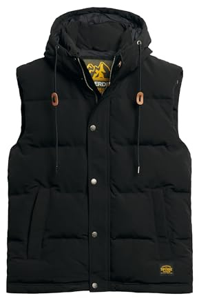 Superdry Herren Everest Steppweste mit Kapuze Tiefschwarz XXL