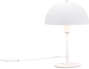 Kleine Tischleuchte Höhe 30cm aus Metall Weiß matt in Pilzform