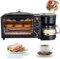 ANGDI 3 in 1 Breakfast Maker Station, 9L Breakfast Machine with 600ML Coffee Maker, 100℃-230℃ Toaster Electric Oven, Non-stick Frying Pan, Portable Sandwich Maker With 30-Min Timer