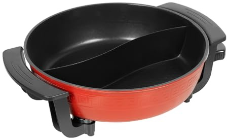 ACROSSPART Elektrische Antihaft Hot Pot mit Twin Kammern Shabu Shabu Yin Yang Hot Pot mit Glasdeckel Twin Suppentopf Topf 30cm Tragbare Mini Multikocher Induktion Kochgeschirr für Hause, Reise