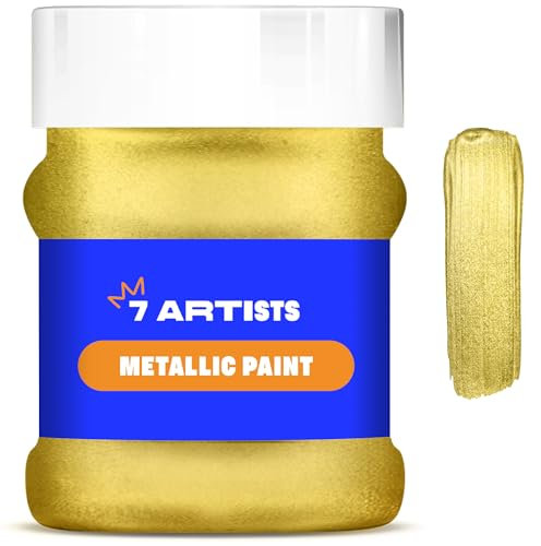 7 Artists 230 ml Antique Gold Metallic Acrylic Paint | Acrylic Paint Bottle