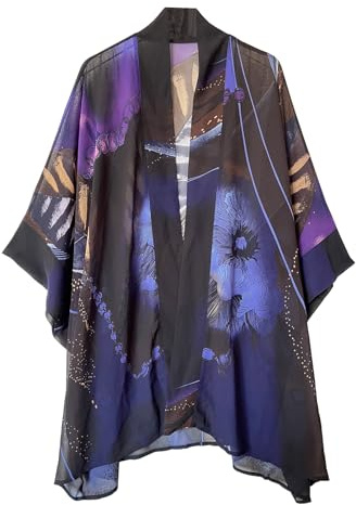 Damen Bohemian Chiffon Kimono Cardigan Strand Cover Up Bikini Schal Bluse für Bademode Beachwear