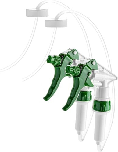 Pumpsprüher mit 90 cm langem Schlauch – lange Reichweite für Garten und Pflanzen, Handauslöser-Sprühdüse – passend für Flaschen und Krüge mit 38–400 Verschluss, 2 Stück