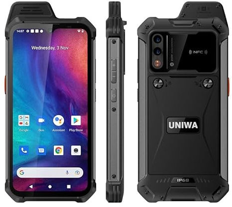 Smartphone Robusto UNIWA W999, Certificato IP68, Processore Octa-Core 8GB di RAM e 128GB ROM, Batteria 4400mAh con protezioni integrate, 4G, Wi-Fi, Bluetooth, Lettore Impronte Digitali Android 13