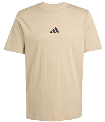 adidas Herren Essentials SMALL Logo Single Jersey Tee, warm Sandstone/Black, M
