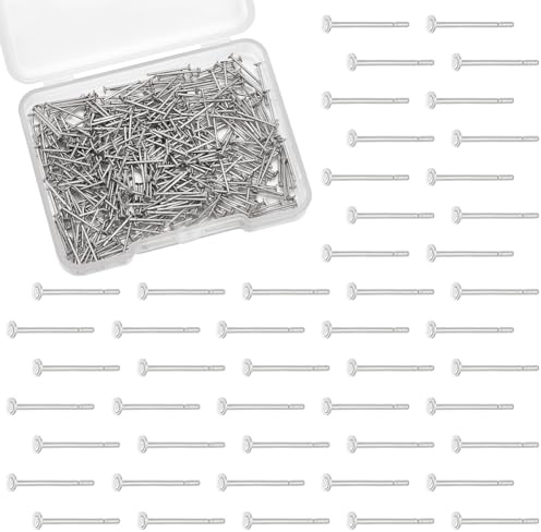 UNICRAFTALE 400 Stück Ohrstecker Rohlinge Edelstahl Ohrringe Ohrstecker Verschluss Stecker Flach Pad Ohrring Ohrstecker Selber Machen Rohlinge Ohrring Rücken Metall Ohrstecker Für Ohrring Herstellung