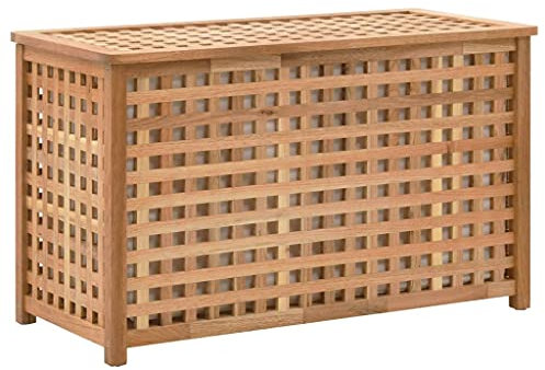 Myheimly Walnussholz Massiv Wäschekorb Staufächer Wäschesammler Wäschebox Wäschetonne Wäschetruhe Wäschesack Bad Schlafzimmer 77,5 x 37,5 x 46,5 cm