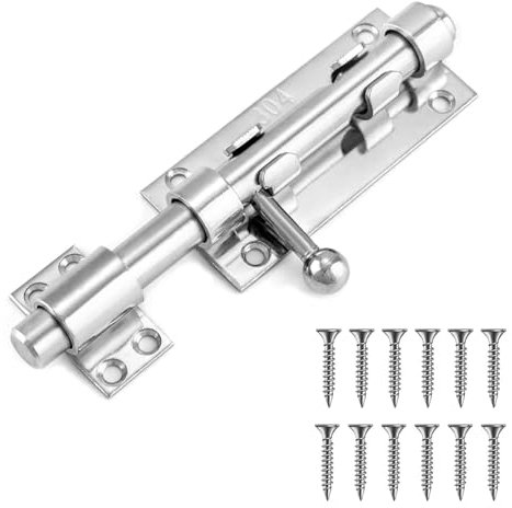 Lanpeeking 304 Edelstahl Türriegel, 12mm Riegelschloss, Verdickter Bolzenriegel mit Vorhängeschloss Loch für Haus Hof Garten Tor Zaun (16cm)
