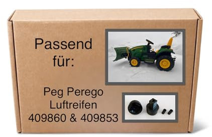 Peg Perego Adapter für Rolly Toys Luftreifen 409860 & 409853 auf John Deere Ground Force und Ground Loader - 2 Adapter für hinten und 2 Abstandshülsen für vorne - Ab 3 Jahre - Outdoor - Metall