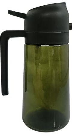 ZYHUI 2 in 1 Oil Dispenser and Sprayer Glass Spray Bottle Olive Oil Sprayer for Kitchen Air Fryer (Dark Colour Bottle, Balck, 470ml)