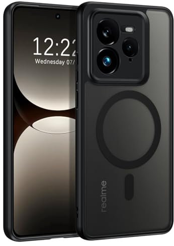 BENTOBEN Custodia per Realme GT 7 Pro 6.78 Trasparente Opaco Anti-Impronta, Cover posteriore Sottile Antiurto, Nero