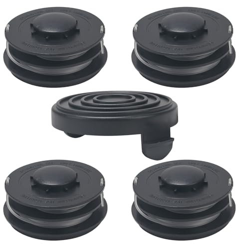 COEWUR 4 Stück Ersatzfadenspule mit Trimmerabdeckung Rasentrimmer Fadenspule Ø 2mm Nylonfaden für Rasentrimmer GC-ET 4530 Set GLR 450 451 452 453 454 455 456 457 458 459 (Länge: 10m)