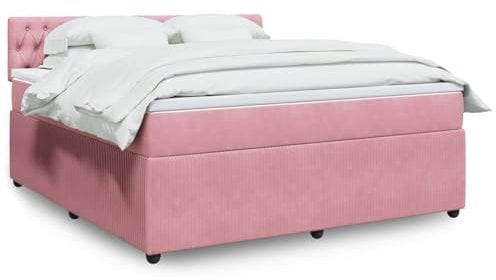 qohoio Boxspringbett mit Matratze Betten Mit Matratze Schlafzimmer Bett Boxspringbett Mit Matratze Rosa 180x200 cm Samt