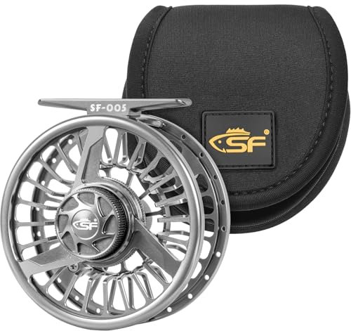 SF Premium SF005 Fly Fishing Reel Aircraft-Grade Aluminum 5/6/7 WT Dust-Proof Sealed Drag Free Reel Case Perfect for Trout & Bass
