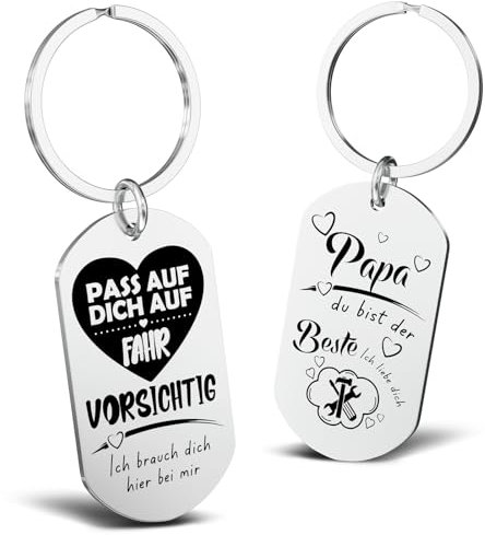 LILABIENE Schlüsselanhänger Papa Fahr Vorsichtig Autoanhänger Geschenk zum Vatertag Vatertagsgeschenk
