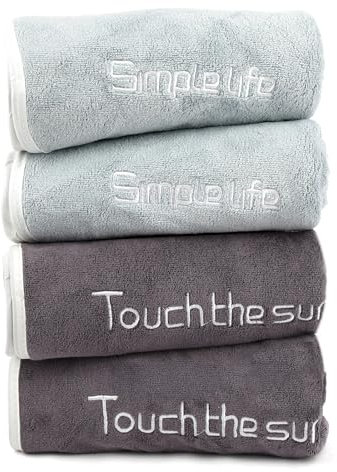 Hopton 4 Stück Fitness Handtuch, 35 x 75cm Sporthandtuch Fitnessstudio, Schnelltrocknend Gym Handtucher, 4 Farben Mikrofaser Handtuch Gym, Sport Towels für Schwimmen Yoga Fitnessstudio,Grau