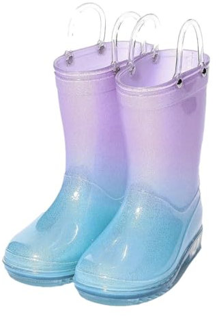 Stivali da pioggia da donna con punta rotonda trasparente, a metà polpaccio, impermeabili, con suola in gelatina, Viola, 27 EU