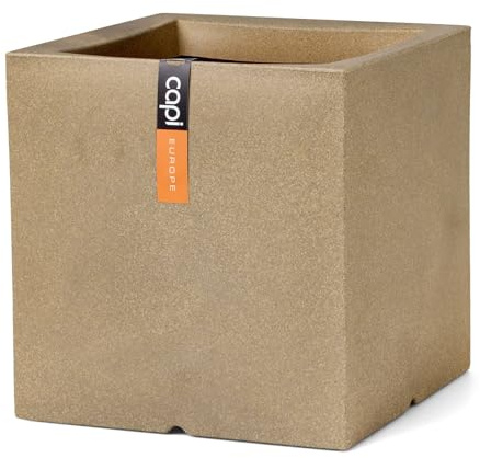 Capi Europe - Topf quadratisch Smooth NL - 50x50 - Beige - Blumentopf für den Innen- und Außeneinsatz - Übertopf - Pflanztopf - Pflanzgefäß - Kunststoff - KBE904