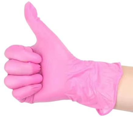 PBHOVIITG 20/100 Stück rosafarbene Vinyl-Einweghandschuhe – latexfrei und lebensmittelecht for die Reinigung Vorbereitung in der Küche(20PCS PINK,L)
