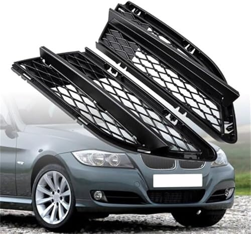 DAMALILI 2 Stück Nebelscheinwerfer Gitter für BMW 335i 328i E90 E91 LCI 2008 2009 2010 2011 2012, Vordere Stoßstange Nebelscheinwerfergitter Frontstoßstange Lüftungsgitter Halter