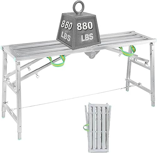 LWJSOCP Aluminium-Mehrzweck-Stehleiter mit Gerüstplattform, verstellbare Arbeitsplattformleiter für den mobilen Einsatz, Gerüstturm für Verschiedene Aufgaben, 180 cm Höhe mit 160 cm Größe