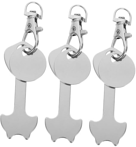 LIGHTAOTAO 3 pièces Porte-clés Métal avec Jetons pour Courses Détachable et Sécurisé avec Fermoir Rotatif Porte Pratique pour Supermarché et Chariot Shopping