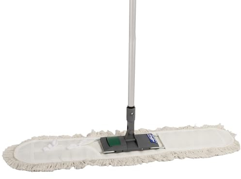 Axis Line Profi Bodenwischer 80 cm, Wischmop Set mit Metallklapphalter | Effizientes Set mit Aluminium-Stiel und langlebigem Bezug für Gewerbe und große Flächen, bis zu 250 Mal waschbar.