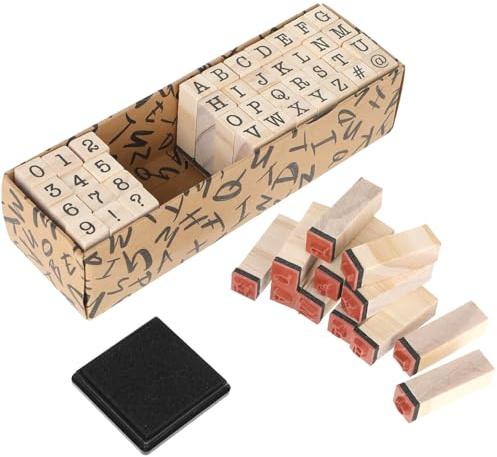 40 Stück Buchstaben Stempel Holzstempel Holzbuchstaben Klein | Stempel Personalisiert mit Alphabet Holzstempel Buchstaben Zahlen Symbole für Scrapbooking Kunst Handwerk Kartenherstellung