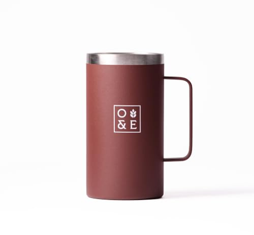 Oak & Ember Treka Insulated Travel Mug with Lid, 20oz 568ml Stainless Steel Tall Coffee Cup, Double Wall Reusable Tumbler for Hot & Cold Drinks, Pint Cup for Office, Car, Camping, Commuting & Travel
