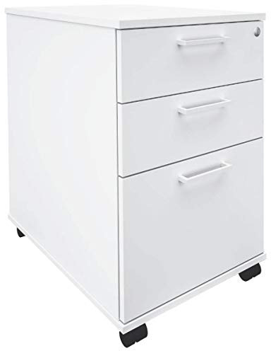 Optima Rollcontainer m. Hängeregister 60cm tief weiß Rollschrank Büro Container