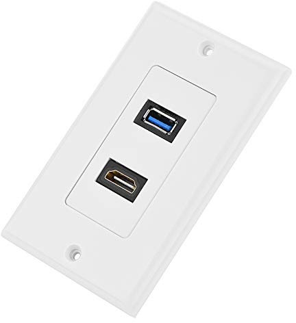 Lazmin Multimedia Wall Plate Socket Panel, USB Composite HDMI Audio Video Socket for Projectors, Home Theater