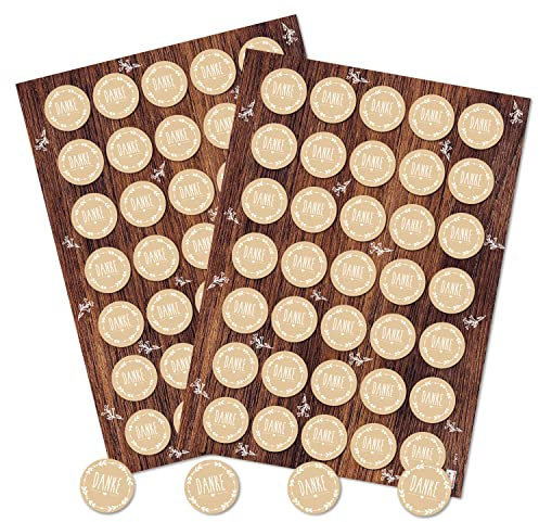 Logbuch-Verlag 70 runde Danke Etiketten Sticker selbstklebend 3,2 cm Kunden Mitarbeiter Geschenke verpacken Dankesgeschenke Aufkleber beige