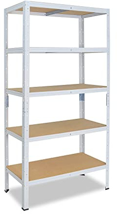 shelfplaza® 155x90x30cm Home Schwerlastregal weiß/Metallregal mit 5 Böden/Kellerregal Metall, Garagenregal, Werkstattregal oder Regal Lagerregal/Steckregal Metall mit 175kg Tragkraft