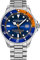 Stuhrling Original Automatische Herren-Taucheruhr aus Edelstahl, mit verstellbarem Edelstahlarmband, Blau, Orange, Taucheruhr